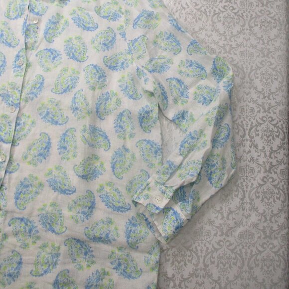 J. JILL Love Linen Button Down Top Size Medium - Picture 8 of 10